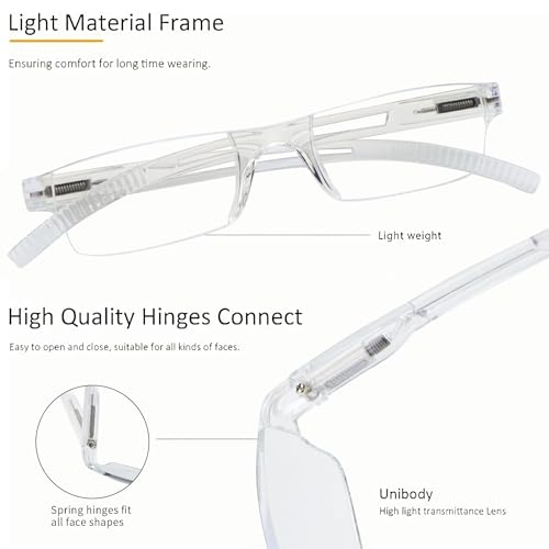 Image of 8 Pack Reading Glasses, Blue Light Blocking Computer Reading Glasses for Women and Men, Lightweight Readers (4 Color+4 Clear,+3.25Magnification)