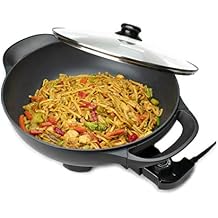 Brentwood Appliances SK-69BK 13-Inch Non-Stick Flat-Bottom Electric Wok Skillet with Vented Glass Lid