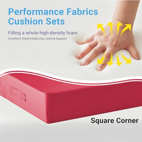 Image of IPYNBAP Outdoor Cushions for Patio Furniture,Outdoor Seat Cushion Set 24 x 24 x 5.75 Inch,Waterproof & Fade Resistant Outdoor Chair Cushions,Deep Patio Chair Cushion with Removable Cover,Burgundy