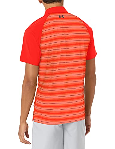 Image of Under Armour Men's Threadborne Boundless Polo, Neon Coral /Rhino Gray, XX-Large Tall