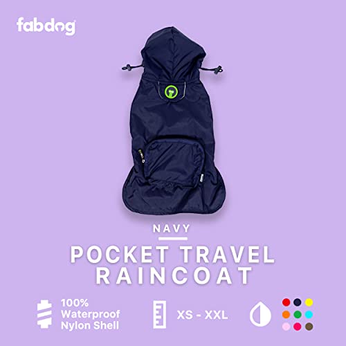 Fabdog Dog Raincoat - Packable Waterproof Nylon Rain Coat For Dogs - Bright, Stylish Dog Rain Jackets | Navy Medium #TOP1