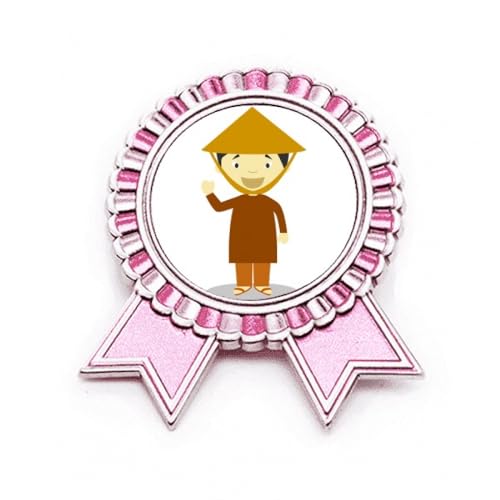 Broche chapeau du Vietnam rose en métal de taille M pour accessoiriser vos vêtements