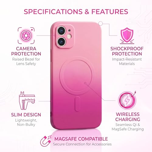 Image of amazon basics Gradient Mag-Safe Case for iPhone 11 | Soft Silicone Shockproof Cover with Camera Protection | Slim Lightweight Design | Smooth Touch & Durable - Light and Dark Pink