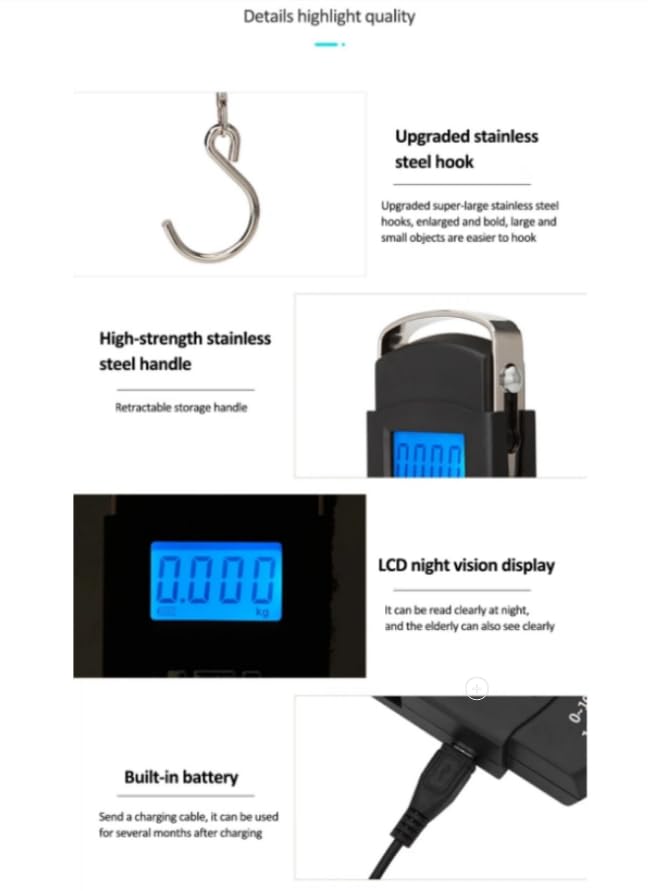 Báscula digital portátil electrónica WH-A25 55kg miniatura 6