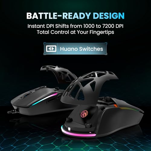 Image of SG-M360 Wired Gaming Mouse | 7200 DPI Adjustable, 7 Programmable Buttons, RGB Lighting, Huano Switches, Ergonomic Design, 1.5m Braided Cable, Optical Mouse for PC & Laptop (Black)