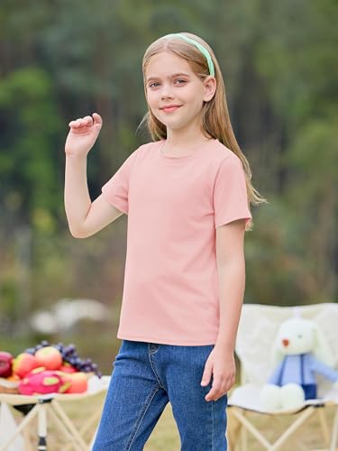 Image of Imily Bela Girls Summer Crewneck T Shirts 5-14 Years | Kids, Casual, Short Sleeve, Loose Basic Tee Tops, Versatile Everyday Wear, Sports, school, party & outdoor activities