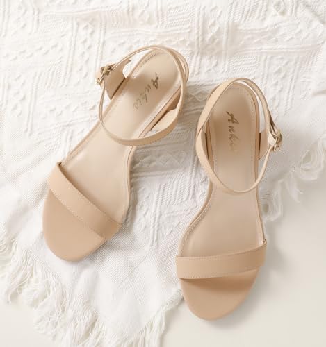 Ankis Nude Black Heels, 2.5'' Block Chunky White Clear Silver Heel Dressy Open Toe Heels For Women Ankle Strap Low Short Thick Strappy Dress Comfortable Sandal Casual Party Wedding Event Summer Shoes2