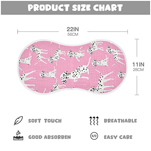 Dalmatian Dogs On Pink Muslin Burp Cloths for Baby 2 Pack 100% Cotton Baby Washcloths Bibs for Boy Girl2