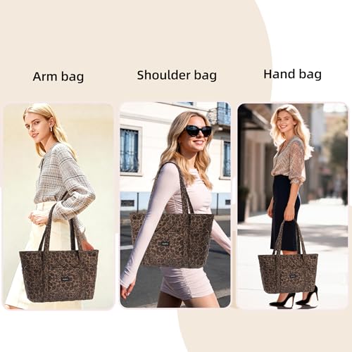 Bolso tote acolchado con estampado de leopardo para mujer miniatura 6