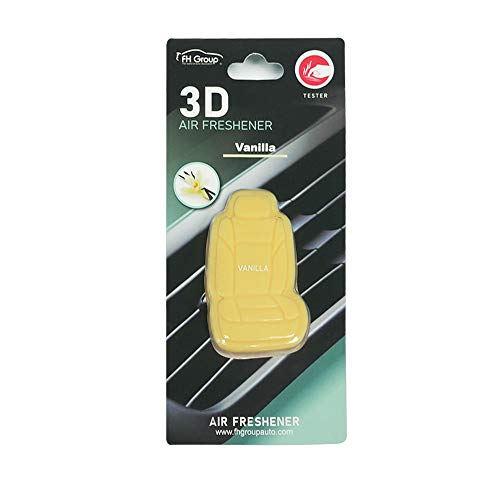 Image of FH Group Vanilla 3D Scented Cream Air Freshener 1-Pack Clip-On Non-Toxic, Plastic Alcohol-Free Fragrance Oil Car Seat Shape Long Lasting for Cars, Trucks, SUVs, Closets, Small Spaces, etc. Cream