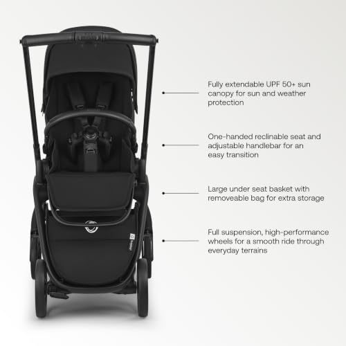 Image of Bugaboo Dragonfly Plus Stroller Car Seat Compatible, One-Hand Compact Fold, Self-Standing, Full Suspension, XL Storage Basket 22 lbs, Reversible Reclining Seat - Forest Green