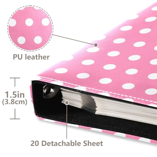 Álbum de Fotos autosellable DIY Scrapbook con diseño de lunares en blanco y rosa, anillado de 3 argollas, 40 páginas, 8x10 para recuerdos miniatura 4