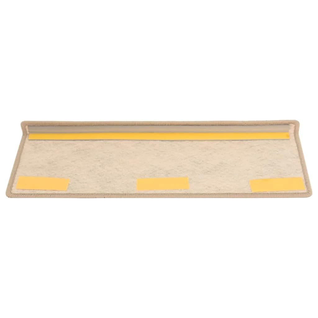 vidaXL Alfombrilla Autoadhesiva de Escalera 15 uds, Alfombrilla con Aspecto Sisal, Protector Antideslizante de Peldaño, Tela Beige Oscuro 65x21x4 cm