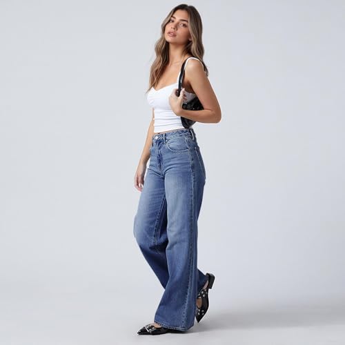 Wide Leg Jeans Woman High Waisted Baggy Jeans Trendy Stretchy Mom Jean Loose Straight Leg Boyfriend Denim Pants4