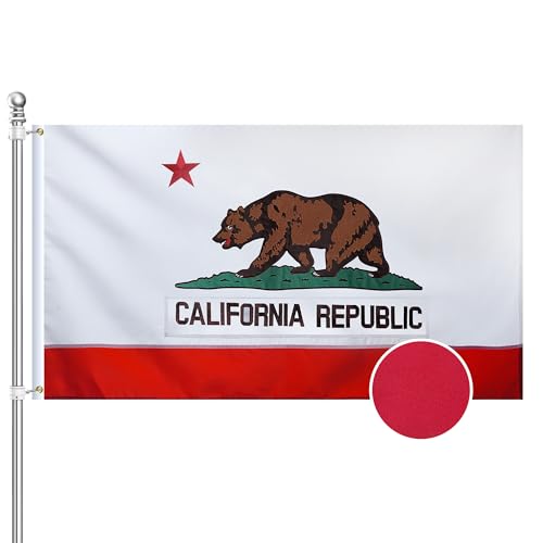 EMBROID California Flag 3x5 California State Flag Fully Embroidery Technique Tear Resistant Sewn Stripes Brass Grommets Upgraded High-strength Polyester Fabric All Weather Durable State Flags.