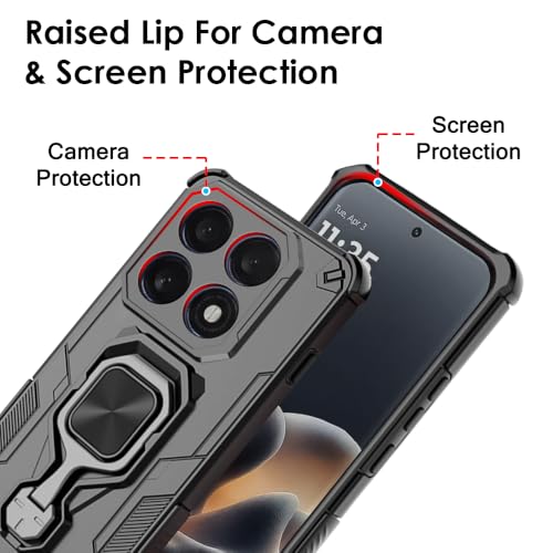 Image of TheGiftKart Tough Armor Bumper Back Case Cover for Motorola Moto Edge 70 Pro /Edge 70 Pro Plus 5G | Ring Holder & Kickstand in-Built | 360 Degree Protection Back Case Cover (PC & TPU, Black)