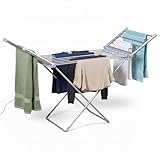 Vivo Technologies Electric Heated Clothes Dryer Rack, Foldable Indoor Laundry Drying Rack with 20 Rails 14m Drying Space, Portable Laundry Airer 50-60Hz/230W Energy-Efficient Indoor Laundry Airer
