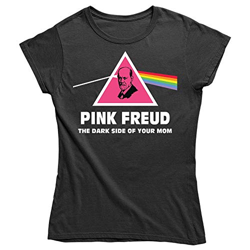 Camiseta de mujer, idea regalo para las apasionadas de la filosofía y psicoanálisis, Pink Freud The Dark Side of Your Mom Negro M Cover