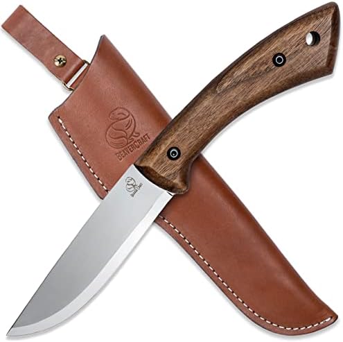 BeaverCraft Bushcraft Knife BSH1 Fixed Blade Knife with Sheath Full Tang Knife Carbon Steel – Knife Scandi Grind – Bushcraft Tools & Bushcraft Knives, Bush Knife with Leather Sheath