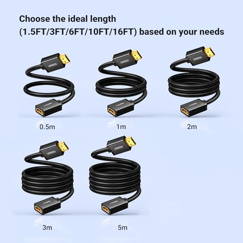 Image of UGREEN HDMI Extension Cable 4K HDMI Extender 6FT Male to Female Adapter Cord Compatible with Roku TV Stick PS5 PS4 Xbox Laptop PC Nintendo Switch Blu Ray Player Google Chromecast Wii U HDTV