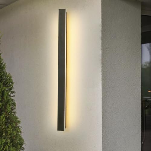 AoLa Lámpara de Pared Larga Luz de Pared Exterior e Interior Aplique de Pared Villa 12W 3000K Blanco Cálido Aplique estanco IP65 para Jardines, terrazas, dormitorios, Salones 60cm
