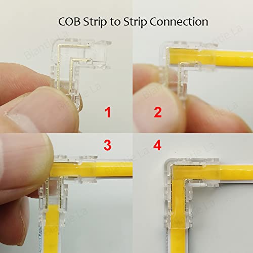 Masterwon L Shape 2-Pin COB LED Light Strip Connectors 5mm Width Right Angle Corner Gapless Unwired Clips Solderless Adapter Terminal Extension Connection for 12v Single Colour COB LED Strip Lights - Image 4