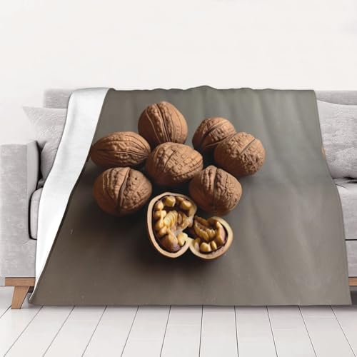 Una manta de franela estampada de nogal fresco de 50 x 40 pulgadas, manta de franela suave, perfecta para decoración de otoño para el hogar y viajes (30-80 pulgadas)
