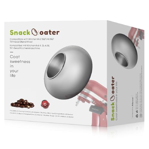 Aieve Snack Coater Compatible with KitchenAid Tilt-Head Stand Mixer for Making Chocolate Covered Almonds, Pistachio, Peanut, Freeze Dried Strawberry, Raisin, Macadamia Nuts and Blueberry