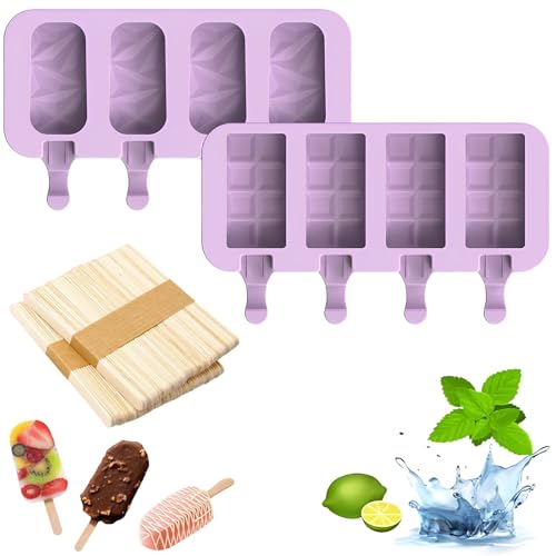 2-Teiliges Eisformen Eis Am Stiel Silikon+100 Eisstiele Holz, Eisformen Kinder,Silikon Eisformen Mit Stiel,Ideal Für Hausgemachte Desserts, Kuchen Und Diy-Kreationen 2-Teiliges Eisformen Eis Am Stiel Silikon+100 Eisstiele Holz, Eisformen Kinder,Silikon Eisformen Mit Stiel,Ideal Für Hausgemachte Desserts, Kuchen Und Diy-Kreationen
