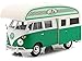 VW Type 2 (T1) Camper Van Green and White Outdoor Camping Explore The Forest 1/24 Diecast Model Car by Motormax 79592