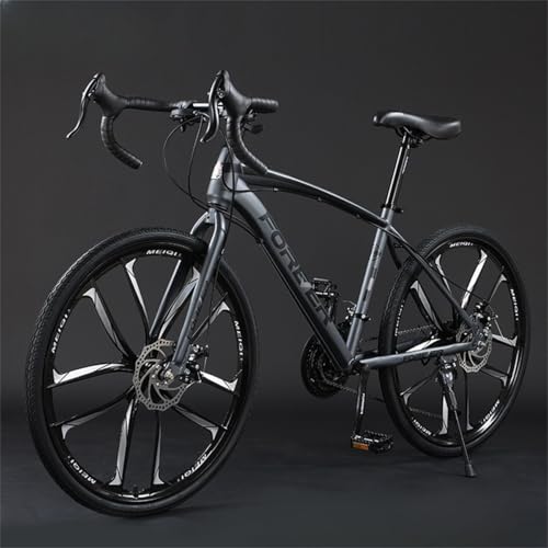 Acnivkoクロスバイク 自転車 700C 7段変速 ブレーキ 高炭素鋼 21/24/27/30段変速マウンテンバイク スポーツバイク 通勤 通学 中学生 高校生 学生 大人 成人 男の子 女の子 女性 男性 (10 ナイフ,グレー(24スピード))