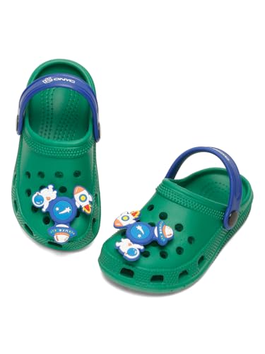 ONYC Premium Spacecraft Clogs with Windmill 3D Jibbetz for Kids - Green & Royal Blue (Boys) (B0D7D6RVBR) Amazon Price History, Amazon Price Tracker