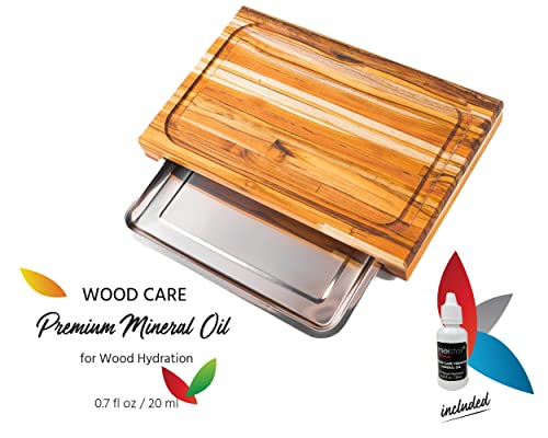 Meistar Large End Grain Teak Wood Cutting Board. Thick Butcher Block For Kitchen, Brisket And Bbq With Stainless Steel Tray And Juice Groove (Teak Wood + S. Steel Tray, Large) #TOP3