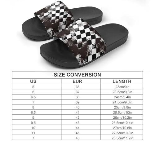 Grungy Style Black Checkered PVC Slippers Sandals for Women Men Open Toe Soft Cushioned Non-Slip Sandal for Indoor Outdoor2