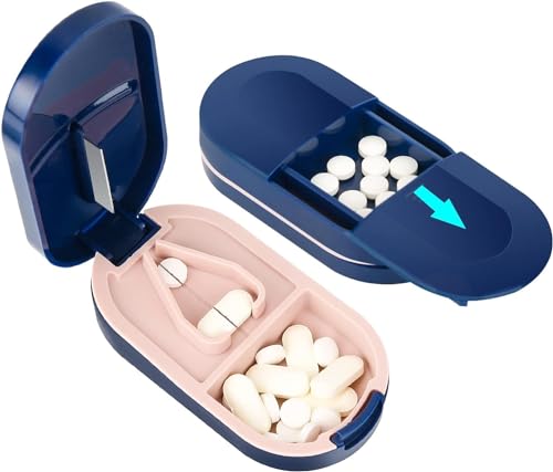 Pill Cutter, Portable Pill Splitter 2-in-1 Pill Case with Stainless Steel Blade || Portable Pill Box Tablets Cutter || Medicine Organizer Box with Pill Cutter Pill Cutter, Portable Pill Splitter 2-in-1 Pill Case with Stainless Steel Blade || Portable Pill Box Tablets Cutter || Medicine Organizer Box with Pill Cutter