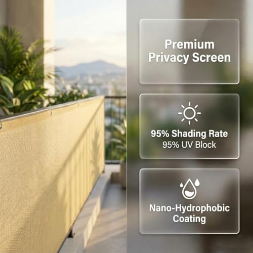 Brise vue balcon imperméable et anti-UV résistant au vent avec oeillets - 3