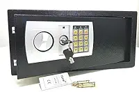 Cofre Eletrônico Digital em Aço Com Teclado e Chave Reserva (PRETO, GRANDE 43X33X20 CM)