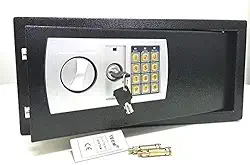 Cofre Eletrônico Digital em Aço Com Teclado e Chave Reserva (PRETO, GRANDE 43X33X20 CM)