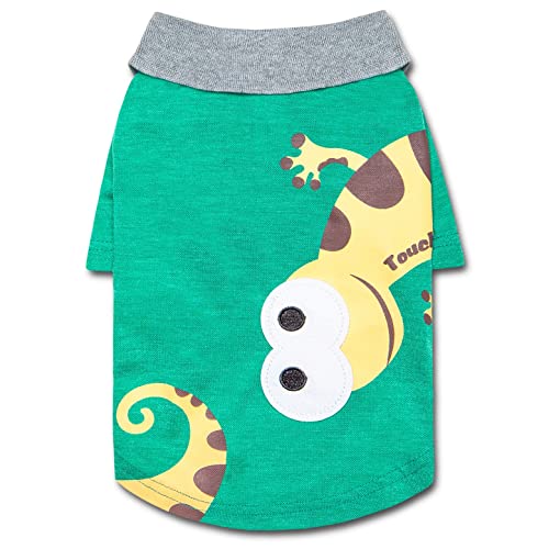 Touchdog ® 'Arubark' Dog T-Shirt - Caribbean Style Dog Polo Pet T-Shirt With Accented Collar - Summer Dog Clothes Or Dog Shirts Featuring Accented Embroidery And Lizzard Print #TOP12