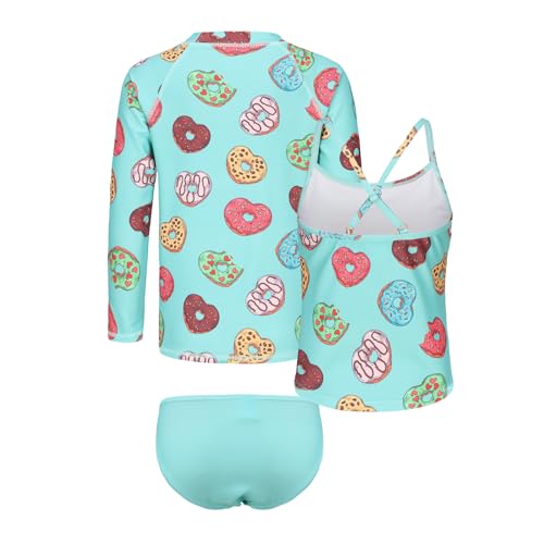 Image of Girls 3 Piece Swimsuits Set Long Sleeve Rash Guard Tankini Bathing Suits for Girls Beach Swimwear Set 3-16 Years