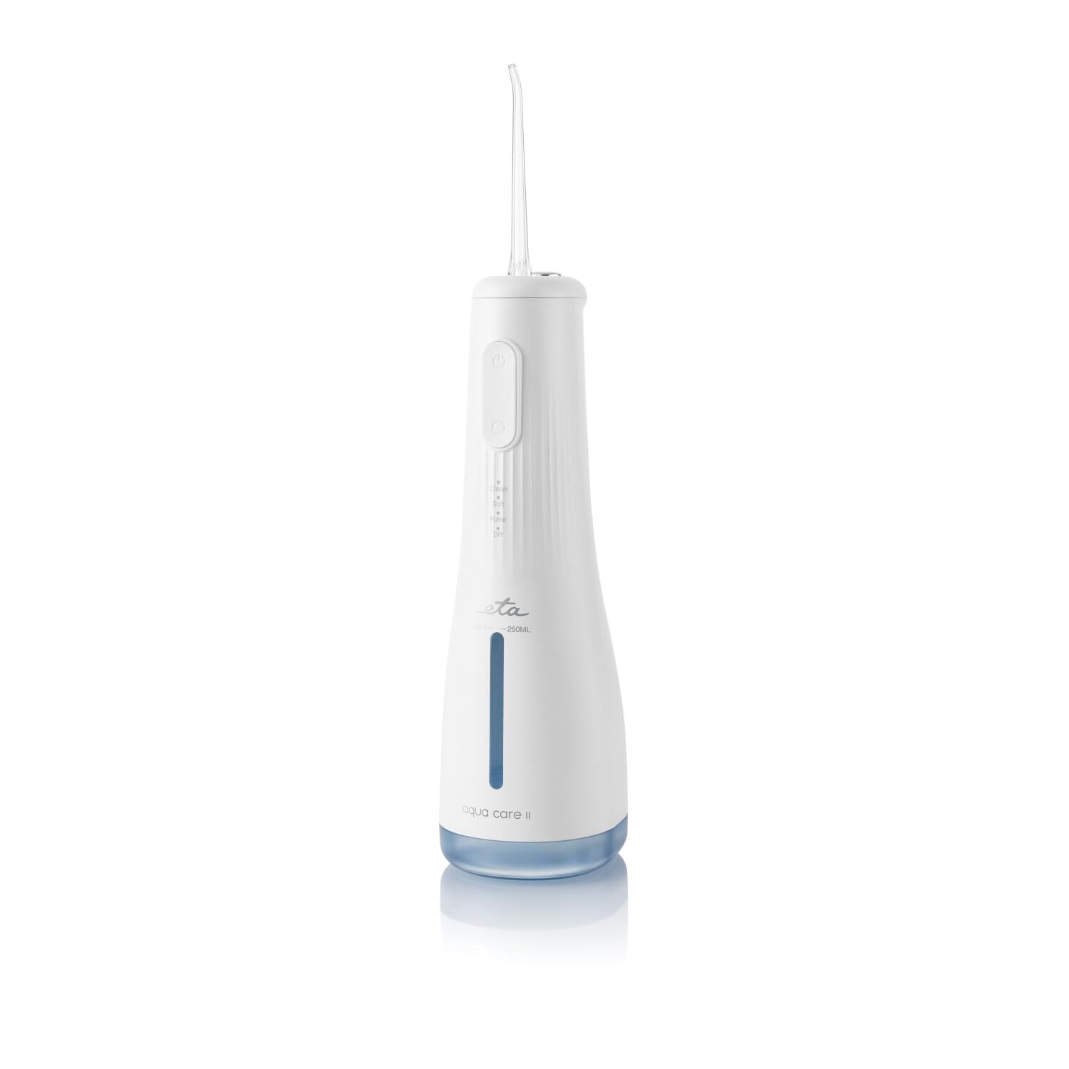 ETA Irrigador bucal AquaCare II, 4 modos y 3 boquillas, batería de iones de litio de 50 min, depósito de agua de 250 ml, IPX7, resistente al agua, recargable por USB, color blanco