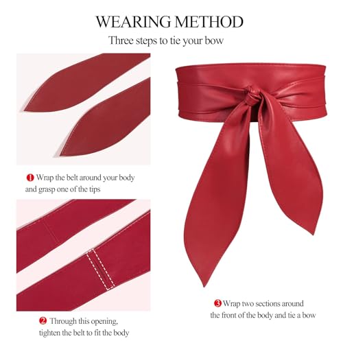 Womens Obi Belt Fashion Leather Wrap Wide Cinch Belt Corset Tie Waistband for Dress2