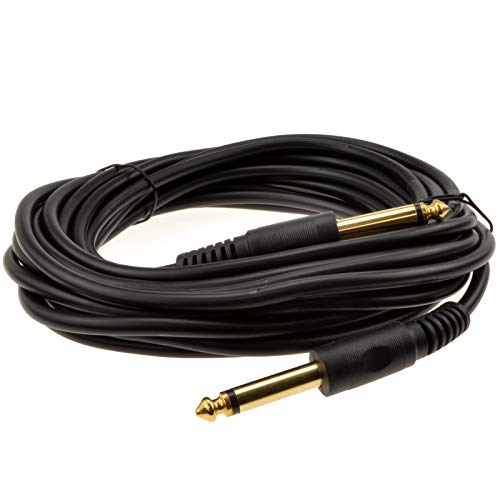 kenable 6.35mm 1/4inch Mono Jack Plug Guitar/Instrument/Patch Cable Gold 6m [6 metres]
