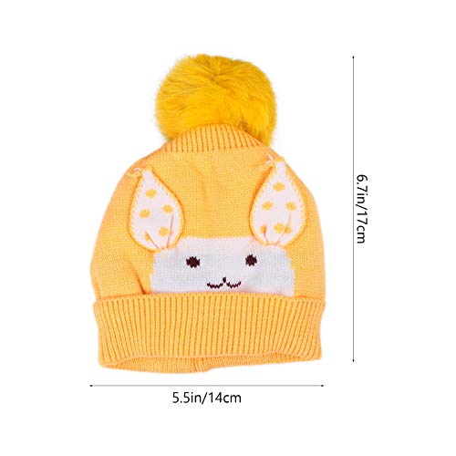KESYOO Chapéu de Bebê Com Pom Pom Coelho Padrão Chapéu Boné de Malha de Lã Gorro Macio Infantil Inve