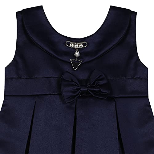 Image of SELVEL Baby Girls Frock Dress | Pleated Knee-Length Satin Dress (STN-PB-0361)