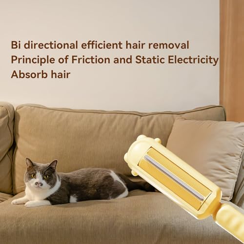 Image of Pet Hair Remover for Couch- Dog Hair Remover, Cat Hair Remover for Couch, Furniture, Carpet, Car Seat, Reusable Roller with Self-Cleaning Base- Upgraded Animal Fur Removal Tool(Yellow