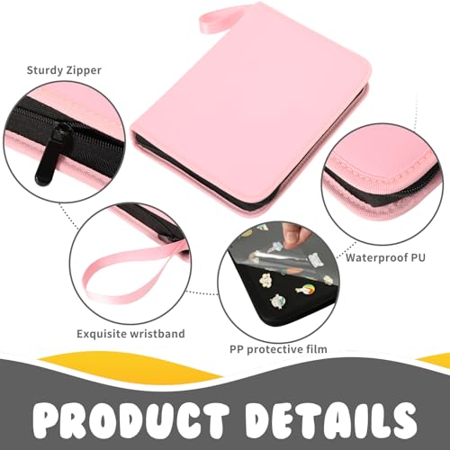 Image of Oeun fan Enamel Pin Display Book, 6-Page Pin Trading Book, Portable Pin Bag and Pin Board (PU Pink)