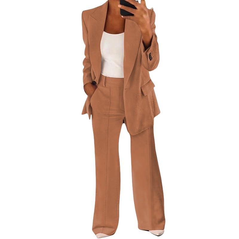 Pant Suits for Women Dressy Business Casual Outfits Open Front Blazers and Dress Pant Office Work Blazer Suit