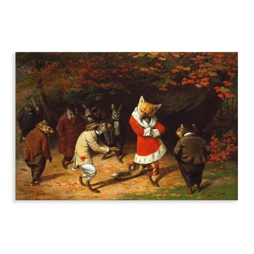 Tableau de renard pour chambre et bureau déco murale esthétique toile William Beard 30x45cm