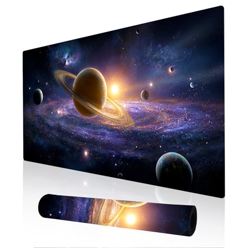 Image of Nuxovilar Professional Large Mouse Pad & Computer Game Mouse Mat (35.4x15.7IN, Cosmic Planets & Space Art) (90 * 40cm Cosmic Planets)